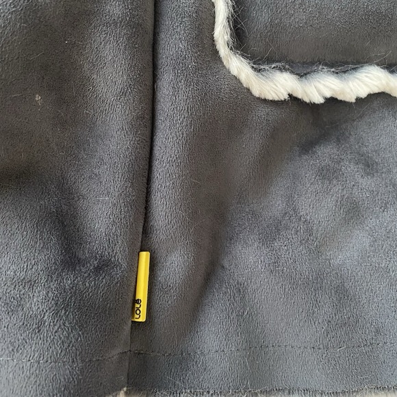 Lole Gray Faux Suede Leather Patch Sherpa Fur Lined Jacket Parka - Women's Sz S - Picture 11 of 12